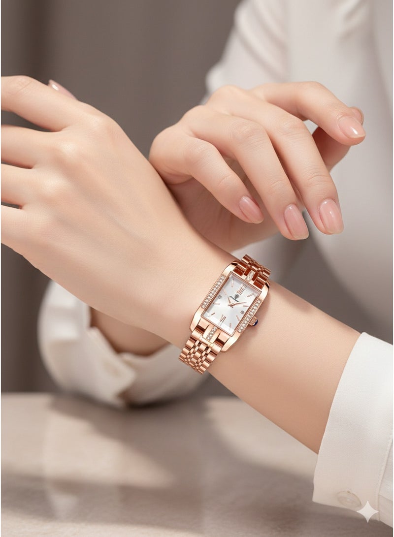 POEDAGAR Fashion Luxury Women’s Quartz Watch with Diamond Silver Dial, Stainless Steel Strap, Waterproof - 365 - Image 3